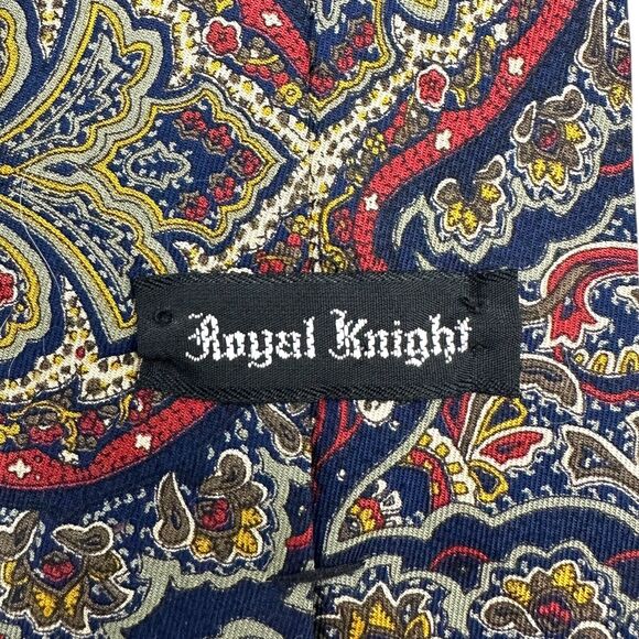 Royal Knight Vintage Mens Dress Tie Made in USA Classic Paisley Pattern 58" 3.5" - Picture 6 of 9